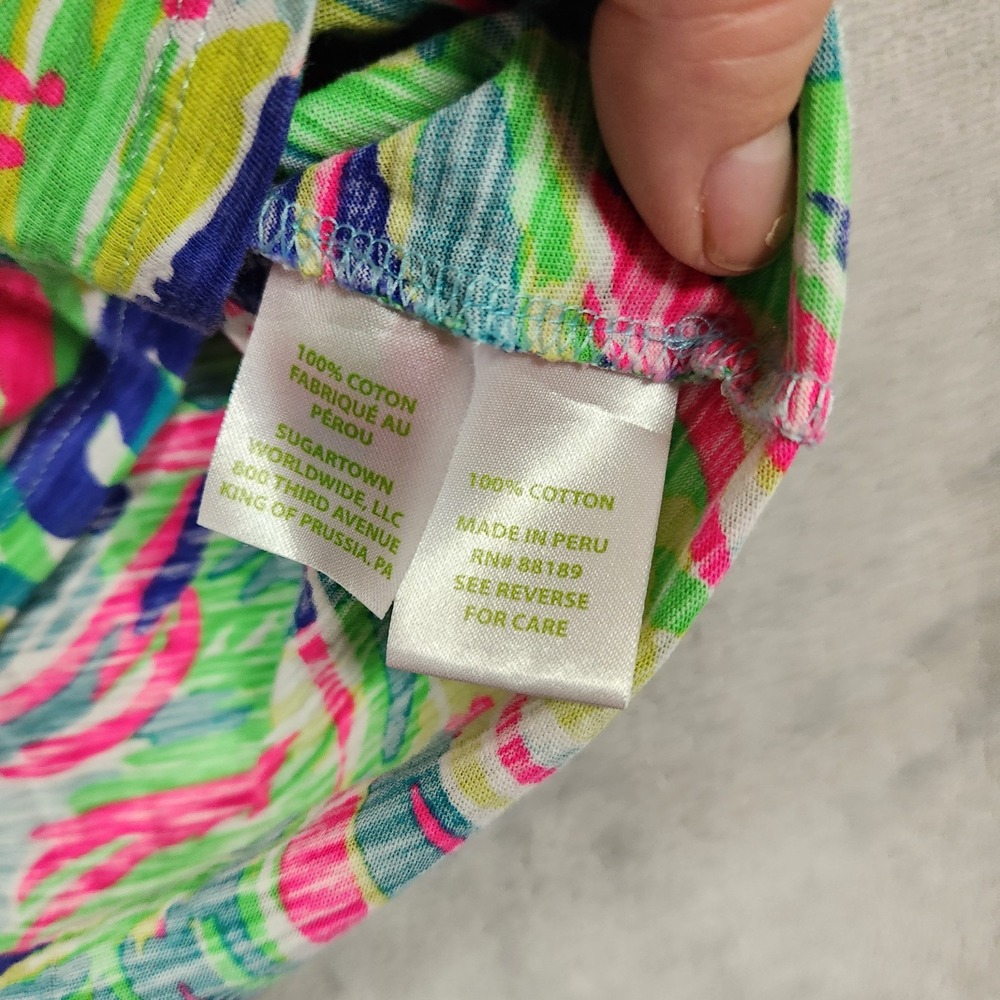 Lilly Pulitzer Ida V-Neck Cotton T-Shirt Island Time, Tropical Nautical, S - Picture 5 of 5